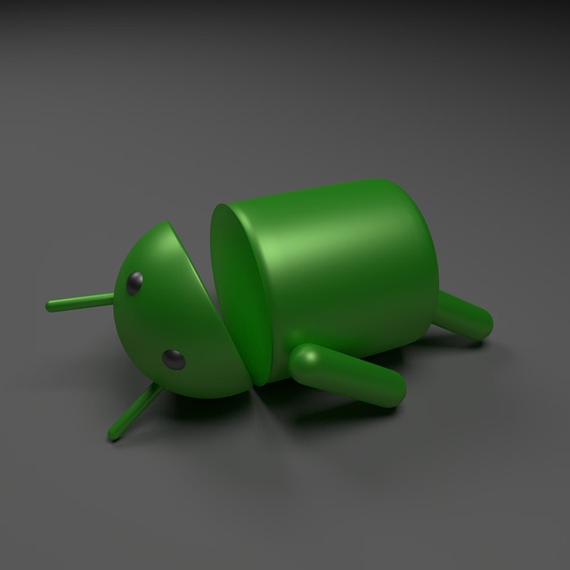 poražený Android robot na černém pozadí